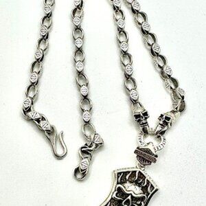 C'EST Magnifique HARLEY DAVIDSON Skull BOX CABLE NECKLACE MASSIVE 83G SILVER 24"